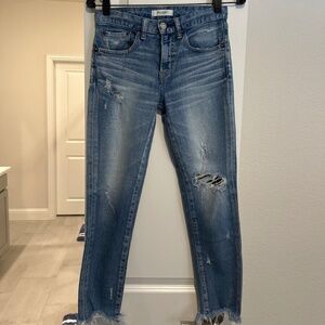 Moussy distressed cropped skinny jeans